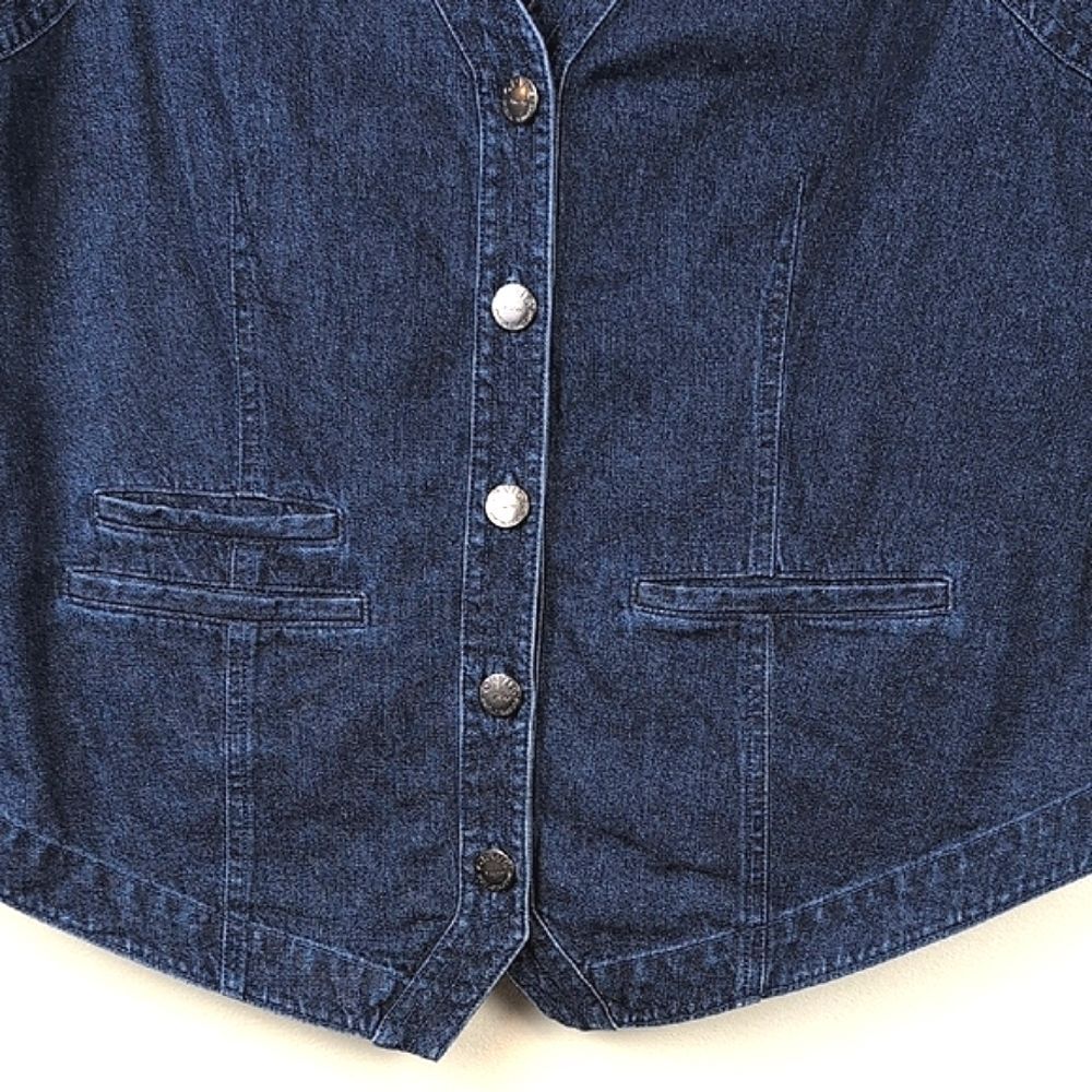 Orvis Dark Blue Denim Vest 100% Cotton Size M - image 5